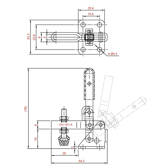 Vendita online Bloccaggio verticale base piatta braccio regolabile 50 Kg. Inox